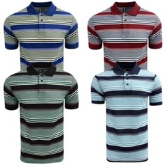 Men’s Short Sleeve Polo T-Shirt Stripe Pique Casual Regular fit Fashion Work Top