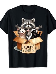 Adopt A Street Cat Opossum Raccoon Skunk Retro Wildlife Animal Lover Unisex Tee