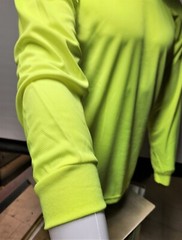 Neon Yellow Long Sleeve Shirt With Hoodie, Polyester birdeye mesh fabric