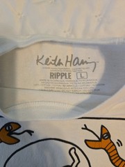 Rare Keith Haring Mens White Long Sleeve Graphic Shirt Size Large