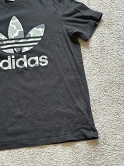 adidas Originals Mens Black Camo Trefoil Graphic Logo Tee Crew Neck Size M