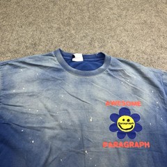 Paragraph Shirt Mens XL Blue Awesome Smiley Flower Double Sided Japan Faded