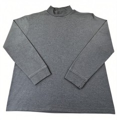 Lands End Mens XL Mock Turtleneck Super T Supima Cotton Gray