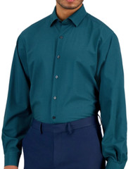 Alfani Men’s Regular Fit Maple Geo Print Dress Shirt Teal 17-17.5 in 36/37