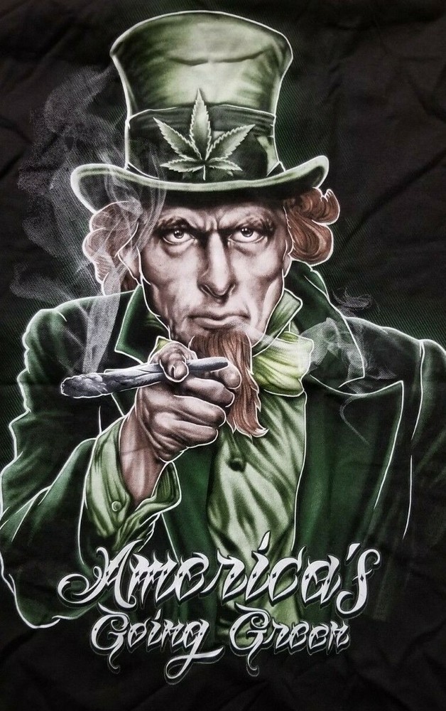 America Going Green Marijauna Ganja Mens T Shirt Leaf High Times NEW