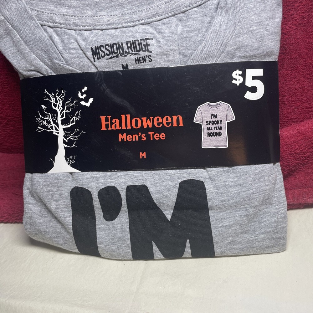 Mission Ridge Halloween T-Shirt size M Gray/I’m Spooky All Year Round -NEW