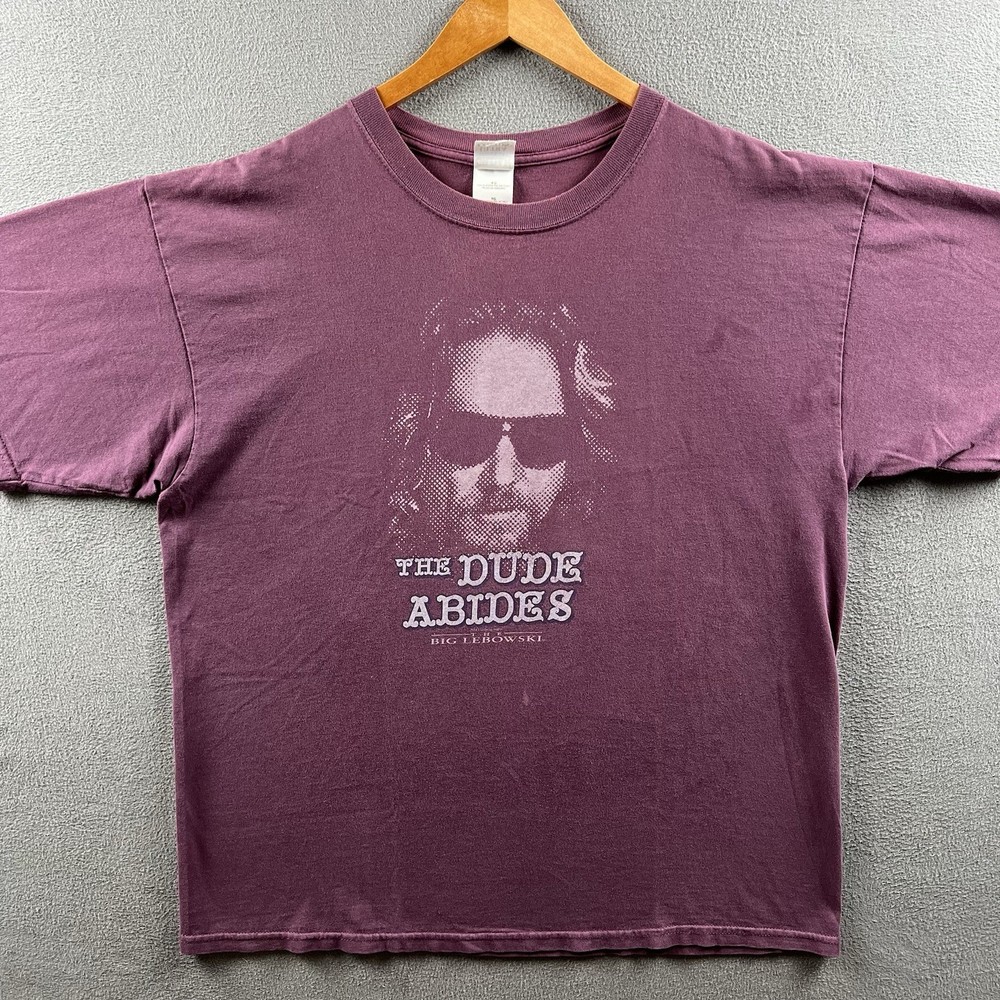 Vintage The Big Lebowski Shirt Mens XL Faded Plum Official Movie The Dude Abides