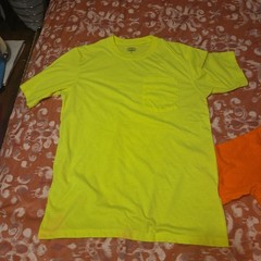 2 KEY MEN’S HI VIS YELLOW & ORANGE SAFETY T-SHIRTS Size MED