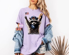 Comfort Colors® Feral & Free Racoon Shirt, 4th of July Shirt, USA Independence