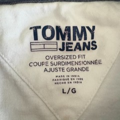 Tommy Jeans Oversized Fit Color Block T-Shirt L Flag Logo Embroidered VTG 90 80