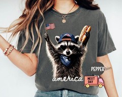 Comfort Colors® Feral & Free Racoon Shirt, 4th of July Shirt, USA Independence