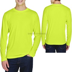 Mens Safety Yellow Long Sleeve Base Layer T-Shirt Wicking XS-XL 2X 3X 4X UV 40+