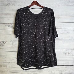 BYLT Shirt Mens XXL Black Whire Dots Drop Cut Performance Tee Athletic Modern