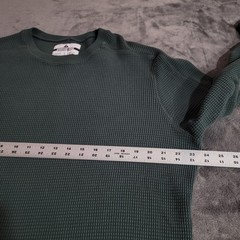 American Giant Shirt Men Large Green Waffle Knit Heavyweight Thermal Made In USA