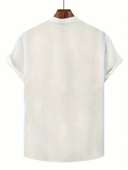 Mens Cotton Solid Color Shirt Stand Collar Casual Business Summer Beach Fun Gift