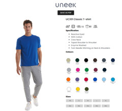 Uneek Classic T-Shirt Unisex Mens Plain Short Sleeve Blank Cotton Round Neck TOP