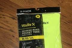 NIP Walls Working Man’s Pocket Tees S/S Hi-Vis Yellow – Medium – 2 Pack