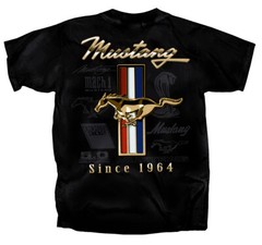 Joe Blow T’s Ford Mustang Since 1964 T-Shirt Cobra Mach 1 302 5.0 Golden Tribar
