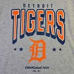 MLB Detroit Tigers Shirt Mens Large Gray Baseball Sports Classic Retro Logo NWT
