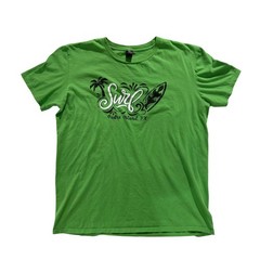 Anvil Lightweight Surf Padre Island TX Graphic T-Shirt Size Large Green