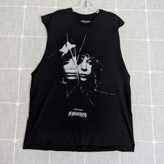 Lady Gaga Mayhem Shirt Mens Large Black Shattered Photo Cut Sleeves Distressed