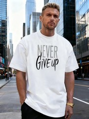 Letter Graphic 100% Cotton Men’s T-Shirt, Suitable for Daily Streetwear