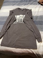 New York Brown Long Sleeve Cottton Blend Delta Pro-Weight T-Shirt Small (325)