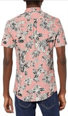 Goodthreads Men’s Standard-Fit Short-Sleeve Printed Poplin Shirt, Pink Floral, L