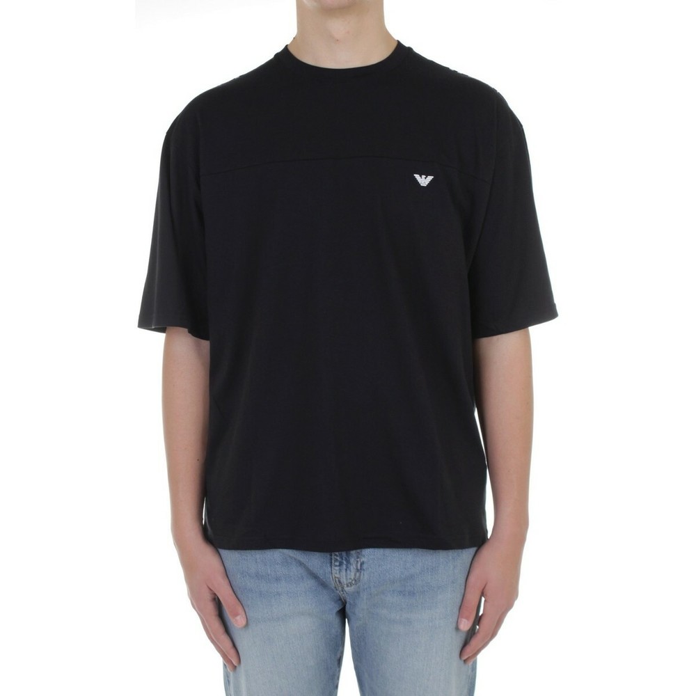 MENS EMPORIO LOGO ARMANI SHORT SLEEVE T-SHIRT 211839 1P476 BLACK WHITE