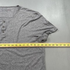 John Varvatos Shirt Mens XL Henley Tee T Short Sleeve Marled Poly Cotton Gray