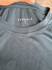 YoungLa Dark Blue Long Sleeve Stretch Logo Spellout Gym #835