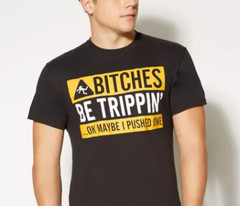 Spencer’s Bitches Be Trippin OK Maybe I Pushed One Humor Graphic T-Shirt (XL)
