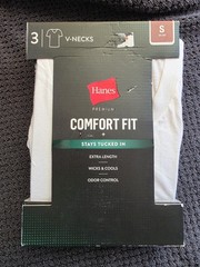 Hanes® Men’s V neck T-shirt 3 pack White ” COMFORT FIT & COTTON STRETCH ” Small