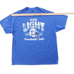 Bud Light Football Club T-Shirt Mens 2XL Blue Double Sided Graphic Beer Tee