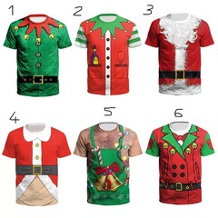 Men’s Christmas Santa Claus Funny T-Shirts 3D Tee Tops Costume HS1005