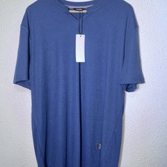 J MIERR Mens V-Neck Short Sleeve Muscle Slim Henley Shirt Blue, Athletic Size XL