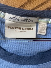 Scotch & Soda Mens XL Blue Waffle Knit Crew Neck Textured T-Shirt Amsterdam