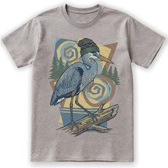Great Blue Heron T-Shirt Beanie Hat Geometric Outdoor Nature Bird Lover Gift