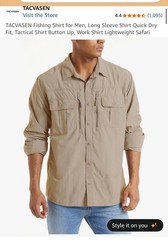 TACVASEN Men’s Long Sleeve Quick Dry Tactical Fishing Shirt
