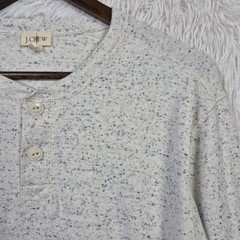 J Crew Heritage Brushed Jacquard Rib Knit Henley Mens M Beige Speckled Oarsman