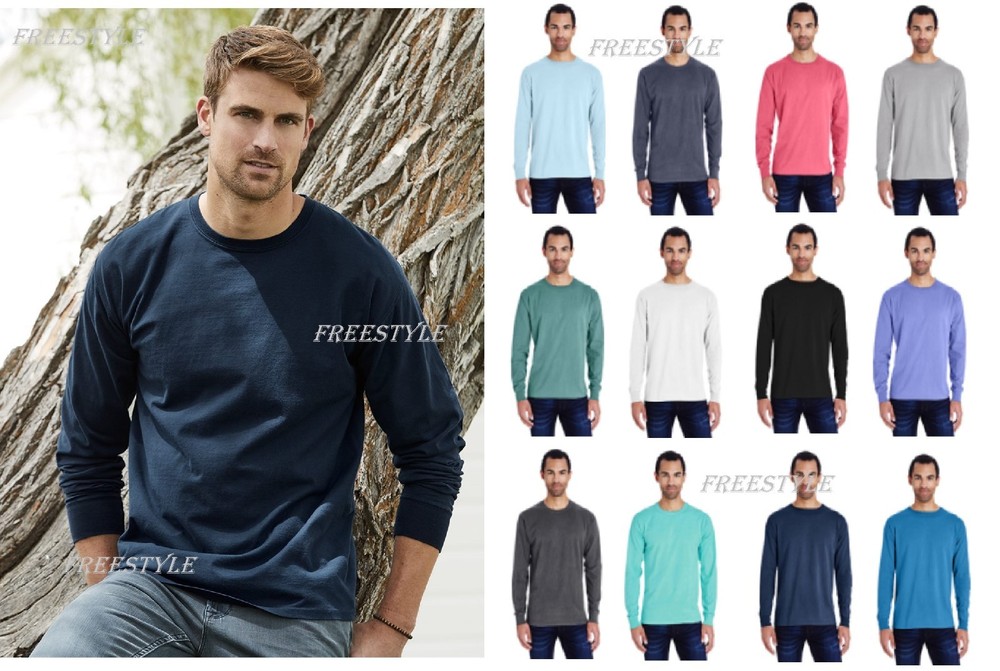 NEW ComfortWash by Hanes Garment Dyed Long Sleeve Unisex T-Shirt Tee GDH200 SALE