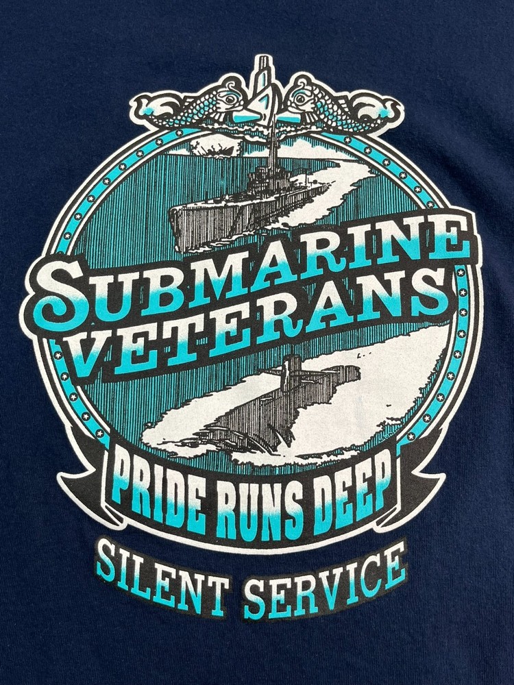 Navy Submarine Veterans Mens 2XL Blue T Shirt Graphic Print Front and Back