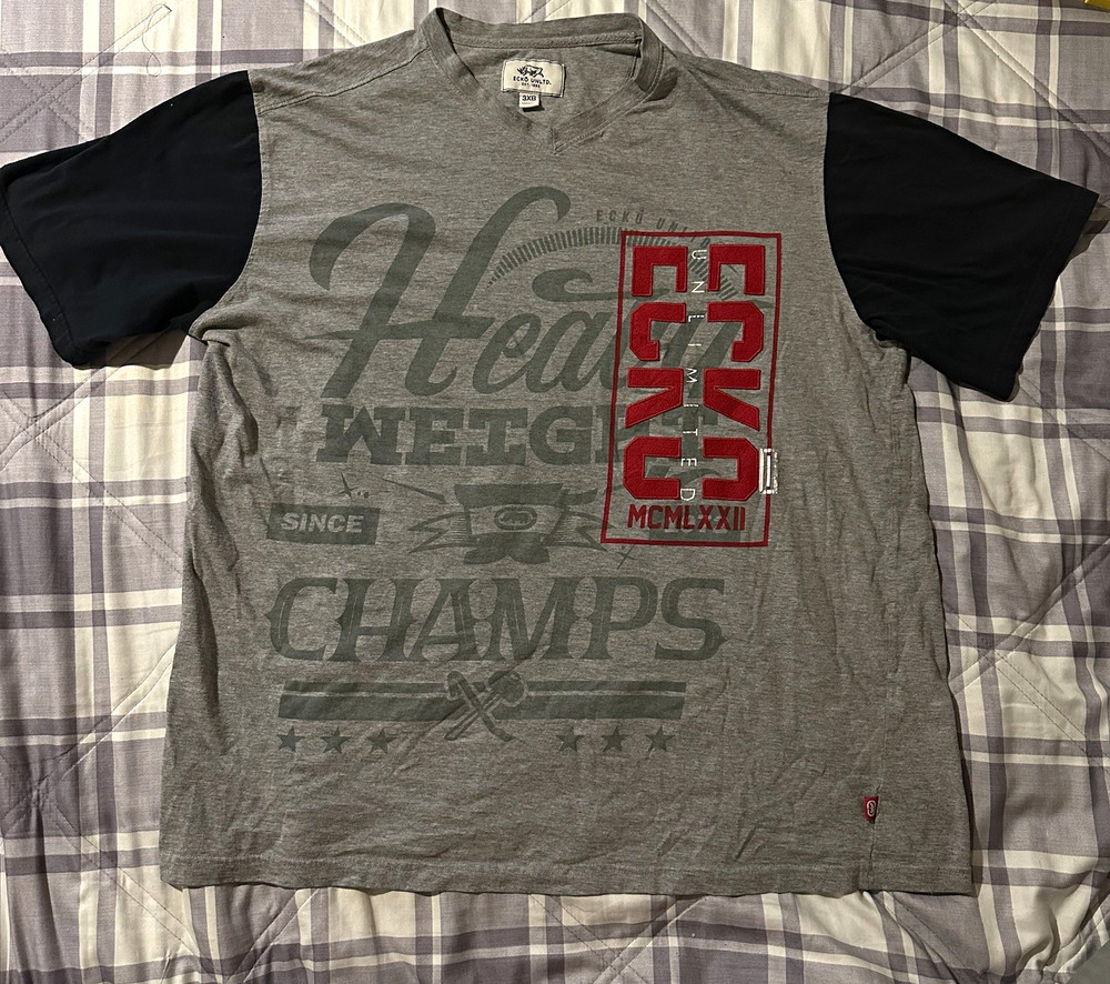 Ecko Unltd. Head Champs Graphic Tee 3XB Big & Tall Gray/Black V-Neck SS