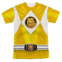 POWER RANGERS YELLOW RANGER EMBLEM COSTUME FRONT Print Men’s Tee Shirt SM-3XL