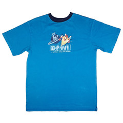 Looney Tunes Atomic Taz Bowl T-Shirt Large Blue Short Sleeve Cartoon Vtg Y2K