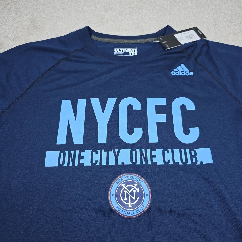 Adidas NYCFC T-Shirt Mens Large Navy Blue MLS Soccer Climalite Ultimate Tee NEW