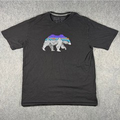 Patagonia Shirt Mens Large Black Fitz Roy Bear Graphic Organic Cotton Tee Hiking