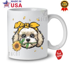 Maltipoo With Sunflower, Lovely Dog And Sunflower Flowers Lover T-Shirt