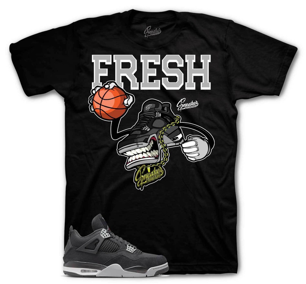 Shirt To Match Jordan 4 Black Canvas Light steel Shoes – Fly Kicks Tee