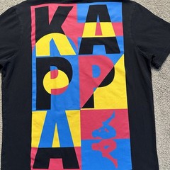 Kappa Authentic Estessi Tee Shirt Men Medium Black Big Logo On Back Regular Fit